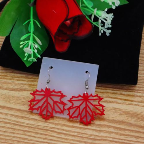 طرح گوشواره برگ اکریلیک برش لیزری طرح - laser cut acrylic leaf earring - برای دستگاه CNC چوب و لیزر (سی ان سی)
