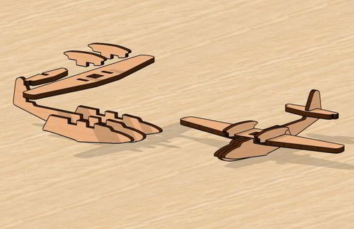 طرح مدل چوبی هواپیمای برش لیزری دورنیه - laser cut aircraft dornier do wooden model - برای دستگاه CNC چوب و لیزر (سی ان سی)