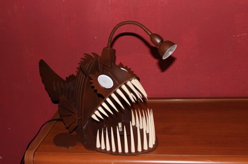 طرح چراغ ماهی ماهیگیر برش لیزری چراغ - laser cut angler fish lamp ve - برای دستگاه CNC چوب و لیزر (سی ان سی)