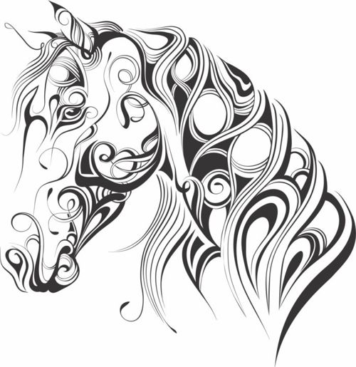 طرح برش لیزری حیوان اسب خط هنری - laser cut animal horse line art - برای دستگاه CNC چوب و لیزر (سی ان سی)