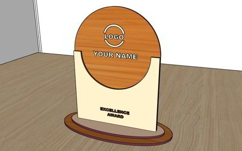 طرح مدل برش لیزری جایزه چوبی طراحی - laser cut award model wooden trophy design ve - برای دستگاه CNC چوب و لیزر (سی ان سی)