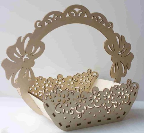 طرح سبد برش لیزری چوبی - laser cut basket wooden ve - برای دستگاه CNC چوب و لیزر (سی ان سی)