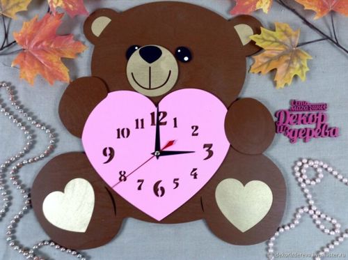 طرح ساعت خرسی برش خورده با لیزر - laser cut bear clock ve - برای دستگاه CNC چوب و لیزر (سی ان سی)