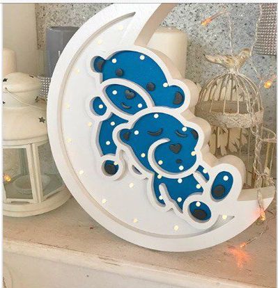 طرح برش لیزری خرس شب نور - laser cut bear night light ve - برای دستگاه CNC چوب و لیزر (سی ان سی)