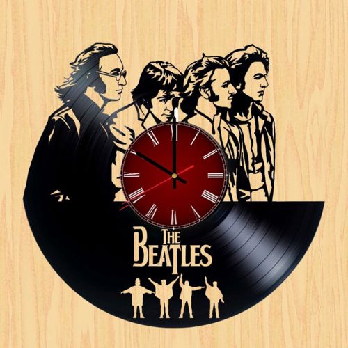 طرح قالب ساعت دیواری برش لیزری بیتلز وینیل گراف - laser cut beatles vinyl record wall clock template ve - برای دستگاه CNC چوب و لیزر (سی ان سی)