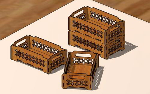 طرح جعبه زیبا برش خورده شدنی با برش لیزری سبد نگهداری - laser cut beautiful stackable box storage basket ve - برای دستگاه CNC چوب و لیزر (سی ان سی)