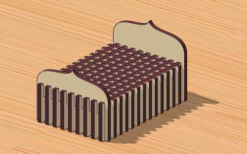 طرح تخت خواب مینیاتوری برش لیزری مبلمان خانه عروسکی - laser cut bed miniature dollhouse furniture ve - برای دستگاه CNC چوب و لیزر (سی ان سی)