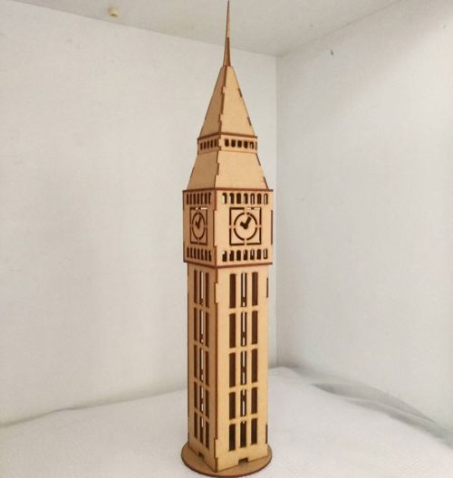 طرح مدل سه بعدی بیگ بن با برش لیزری - laser cut big ben 3d model ve - برای دستگاه CNC چوب و لیزر (سی ان سی)