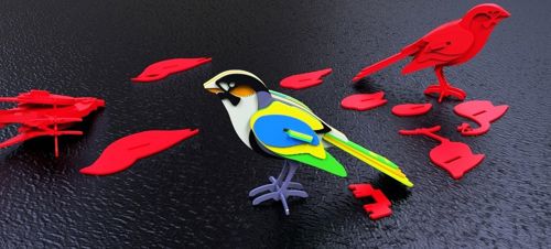 طرح پازل سه بعدی پرنده برش لیزری - laser cut bird 3d puzzle - برای دستگاه CNC چوب و لیزر (سی ان سی)