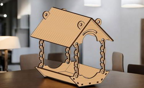 طرح خانه پرنده چوبی آویزان با لیزر برش داده شده - laser cut bird feeder wooden hanging bird house design ve - برای دستگاه CNC چوب و لیزر (سی ان سی)