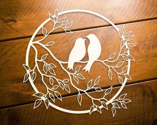 طرح برش پرنده روی دیوار با لیزر - laser cut bird on the wall 2 ve - برای دستگاه CNC چوب و لیزر (سی ان سی)