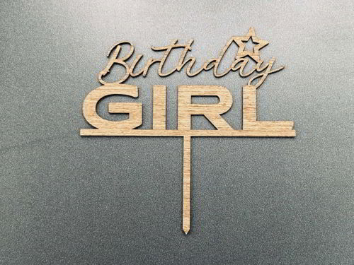 طرح برش لیزری کیک تولد دختر روی کیک - laser cut birthday girl cake topper ve - برای دستگاه CNC چوب و لیزر (سی ان سی)
