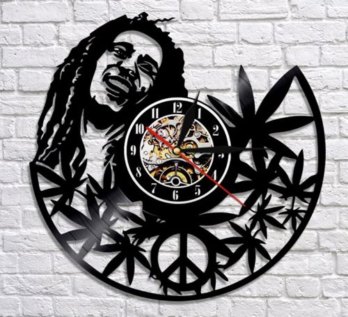 طرح قالب ساعت گرافی وینیل برش لیزری باب مارلی - laser cut bob marley vinyl record clock template ve - برای دستگاه CNC چوب و لیزر (سی ان سی)
