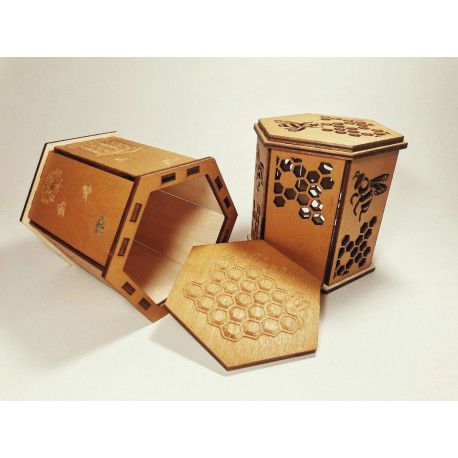طرح جعبه برش لیزری برای شیشه عسل عسل - laser cut box for jar of honey ve - برای دستگاه CNC چوب و لیزر (سی ان سی)