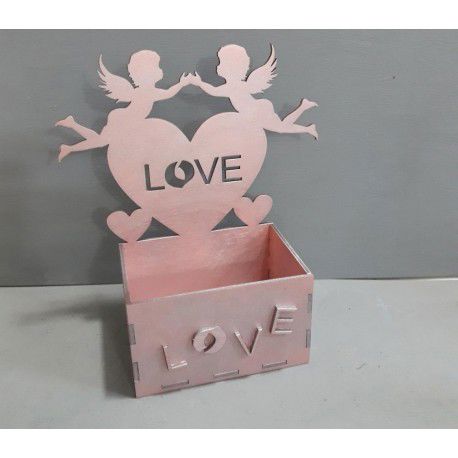 طرح جعبه برش لیزری با فرشتگان عشق قلب - laser cut box with angels love heart ve - برای دستگاه CNC چوب و لیزر (سی ان سی)
