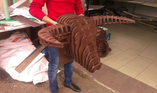 طرح پازل چوبی سه بعدی برش لیزری طرح گاو نر دیوارکوب قاب - laser cut bull head wall hanging 3d wood puzzle ve - برای دستگاه CNC چوب و لیزر (سی ان سی)