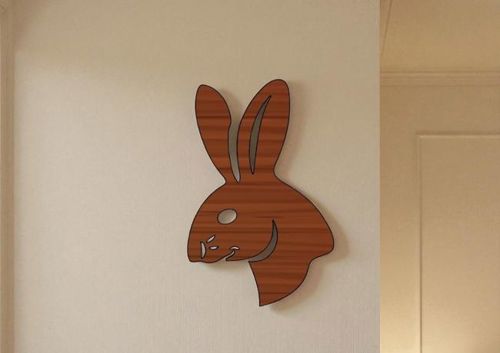 طرح برش لیزری سر خرگوش ناتمام برش چوب - laser cut bunny head unfinished wood cutout ve - برای دستگاه CNC چوب و لیزر (سی ان سی)