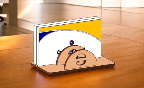 طرح کارت ویزیت برش لیزری پایه - laser cut business card display stand - برای دستگاه CNC چوب و لیزر (سی ان سی)