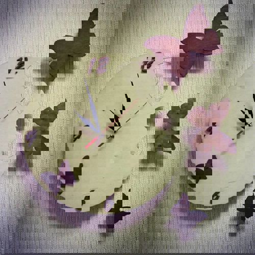 طرح ساعت دیواری پروانه‌ای برش لیزری - laser cut butterfly wall clock ve - برای دستگاه CNC چوب و لیزر (سی ان سی)