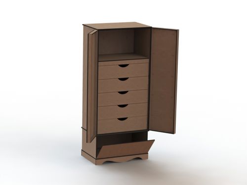 طرح کابینت برش لیزری با کشو کشو - laser cut cabinet with drawers - برای دستگاه CNC چوب و لیزر (سی ان سی)
