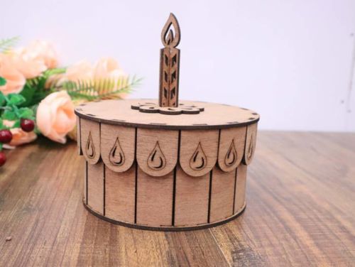 طرح برش لیزری کیک شکل جعبه میلی متری - laser cut cake shaped box 3mm ve - برای دستگاه CNC چوب و لیزر (سی ان سی)