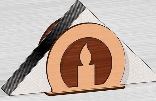 طرح برش لیزری شمع شکل جا دستمال میلی متری - laser cut candle shape napkin holder 3mm - برای دستگاه CNC چوب و لیزر (سی ان سی)