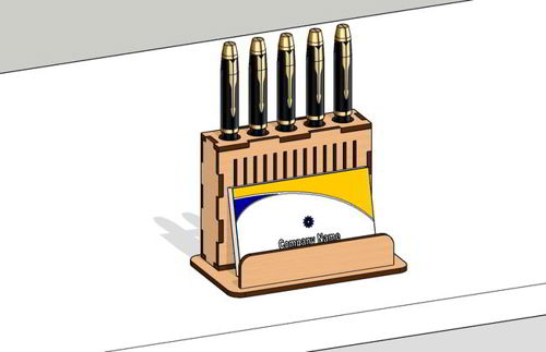 طرح برش لیزری کارت و جا قلم - laser cut card and pen holder ve - برای دستگاه CNC چوب و لیزر (سی ان سی)