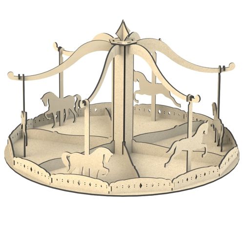 طرح برش لیزری چرخ فلک اسباب بازی - laser cut carousel horse toy ve - برای دستگاه CNC چوب و لیزر (سی ان سی)