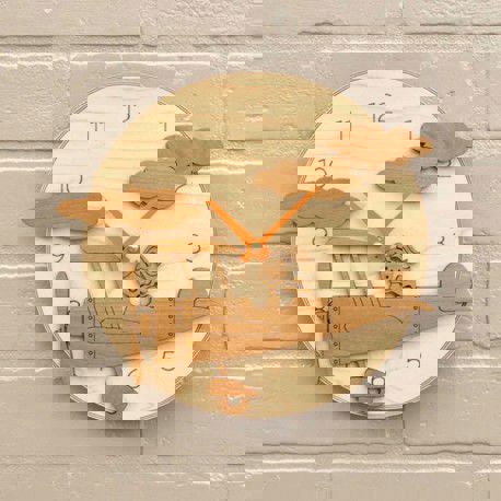 طرح ساعت دیواری طرح خلبان هواپیما با برش لیزری () - laser cut cartoon pilot plane wall clock ve - برای دستگاه CNC چوب و لیزر (سی ان سی)