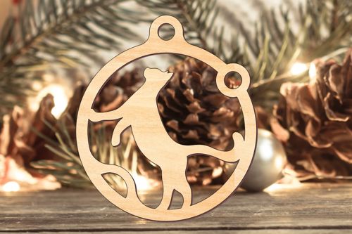 طرح برش لیزری گربه کریسمس تزئینات - laser cut cat christmas baubles ornaments ve - برای دستگاه CNC چوب و لیزر (سی ان سی)