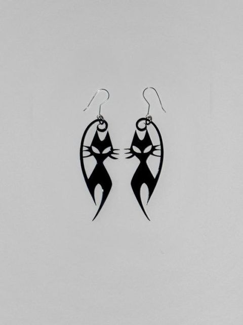 طرح گوشواره گربه برش لیزری - laser cut cat earring design - برای دستگاه CNC چوب و لیزر (سی ان سی)