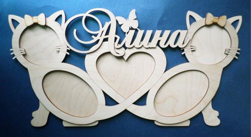 طرح قاب عکس گربه برش لیزری - laser cut cat photo frame ve - برای دستگاه CNC چوب و لیزر (سی ان سی)