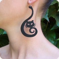 طرح گوشواره طرح گربه شکل برش لیزری طرح - laser cut cat shaped earring design - برای دستگاه CNC چوب و لیزر (سی ان سی)