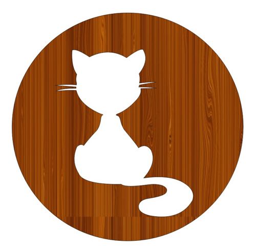 طرح برش لیزری گربه چوب گرد جاکلیدی برچسب - laser cut cat wood round keychain tag ve - برای دستگاه CNC چوب و لیزر (سی ان سی)