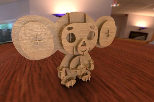 طرح وکتور خرس پازلی برای برش - laser cut cheburashka - برای دستگاه CNC چوب و لیزر (سی ان سی)