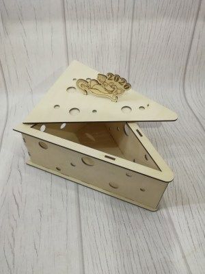 طرح برش لیزری شکل پنیر جعبه چوبی - laser cut cheese shape wooden box ve - برای دستگاه CNC چوب و لیزر (سی ان سی)