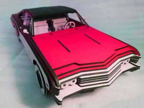 طرح مدل مکانیکی سه بعدی ماشین شورلت ایمپالا با برش لیزری و چوب - laser cut chevrolet impala car wood 3d puzzle mechanical model ve - برای دستگاه CNC چوب و لیزر (سی ان سی)