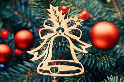 طرح برش لیزری زنگ کریسمس حباب تزئینات کریسمس تزئینات - laser cut christmas bell bauble ornament christmas decorations ve - برای دستگاه CNC چوب و لیزر (سی ان سی)