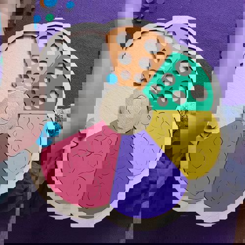 طرح برش لیزری حلقه جورچین پازل رنگ بازی برای کودکان - laser cut circle sorter puzzle color games for toddlers ve - برای دستگاه CNC چوب و لیزر (سی ان سی)