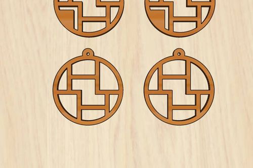 طرح گوشواره چوبی دایره‌ای شکل با برش لیزری اجزای آن - laser cut circular shaped wooden earring components ve - برای دستگاه CNC چوب و لیزر (سی ان سی)