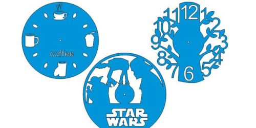 طرح‌های ساعت برش لیزری جنگ ستارگان درخت قهوه - laser cut clock designs star wars tree coffee - برای دستگاه CNC چوب و لیزر (سی ان سی)