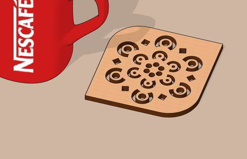 طرح برش لیزری زیرلیوانی فنجان قهوه - laser cut coaster coffee cup ve - برای دستگاه CNC چوب و لیزر (سی ان سی)