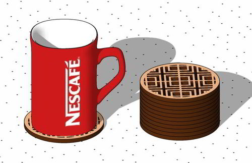 طرح برش لیزری زیرلیوانی - laser cut coaster - برای دستگاه CNC چوب و لیزر (سی ان سی)