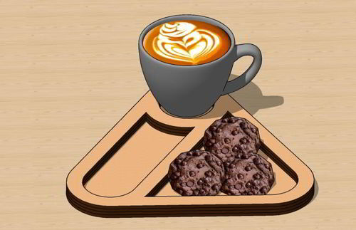طرح سینی قهوه برش لیزری - laser cut coffee organizer tray 1 - برای دستگاه CNC چوب و لیزر (سی ان سی)