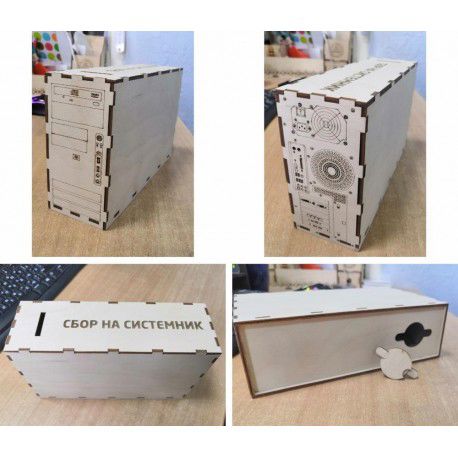 طرح برش لیزری شکل کامپیوتر قلک میلی‌متری - laser cut computer shape piggy bank 3mm ve - برای دستگاه CNC چوب و لیزر (سی ان سی)