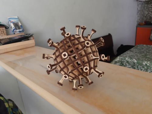 طرح مدل چوبی برش لیزری کرونا سه بعدی طراحی - laser cut coronavirus 3d wood model design - برای دستگاه CNC چوب و لیزر (سی ان سی)