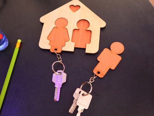 طرح برش لیزری جفت جاکلیدی میلی‌متری - laser cut couple key holder 3mm - برای دستگاه CNC چوب و لیزر (سی ان سی)
