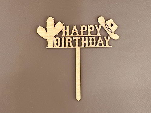 طرح برش لیزری گاوچران تولدت مبارک کیک روی - laser cut cowboy happy birthday cake topper ve - برای دستگاه CNC چوب و لیزر (سی ان سی)