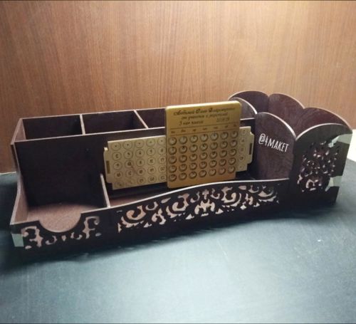 طرح میز اداری خلاقانه برش لیزری - laser cut creative office desk organizer ve - برای دستگاه CNC چوب و لیزر (سی ان سی)