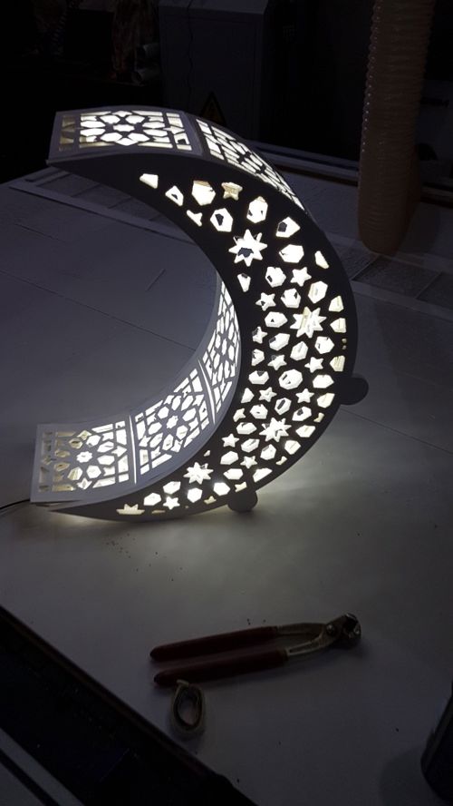 طرح چراغ خواب هلال ماه برش لیزری لامپ - laser cut crescent moon nightlight lamp - برای دستگاه CNC چوب و لیزر (سی ان سی)